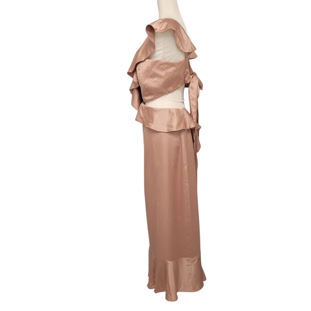 Show Me Your Mumu Zoey Midi Dress in Rose Taupe Luxe Satin size XXL - Picture 4 of 8